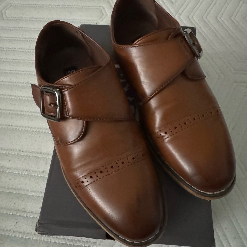 Stacy Adams Tan Leather Monk Strap Oxfords